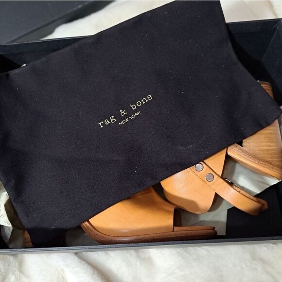 NIB Rag & Bone Wyatt Leather Sling Back Sandals In Sand - Picture 14 of 16